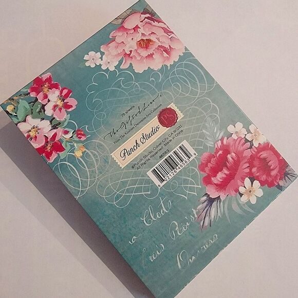Punch Studio “BE HAPPY” Floral Jeweled Gold Pink Brooch Pocket #Notepad Holder - Picture 5 of 9